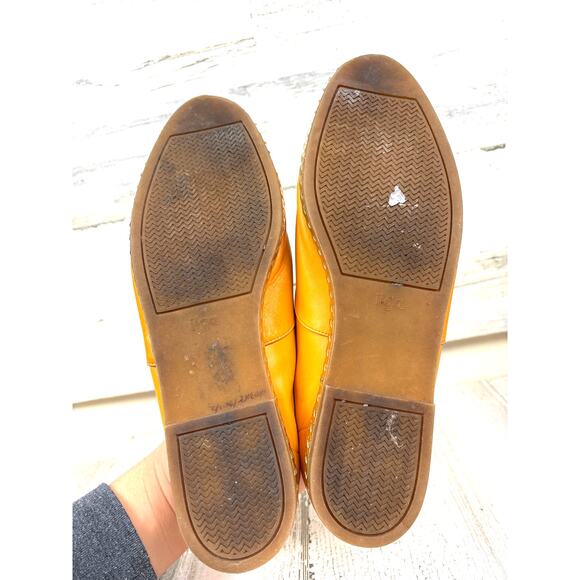 Vintage 1980s Bally Womens 9.5 Mustard Yellow Gold Leather Lace Up Sneakers - Picture 6 of 8